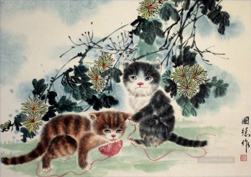  Chinesische Galerie - Kittens at Play chinesischen Kunst